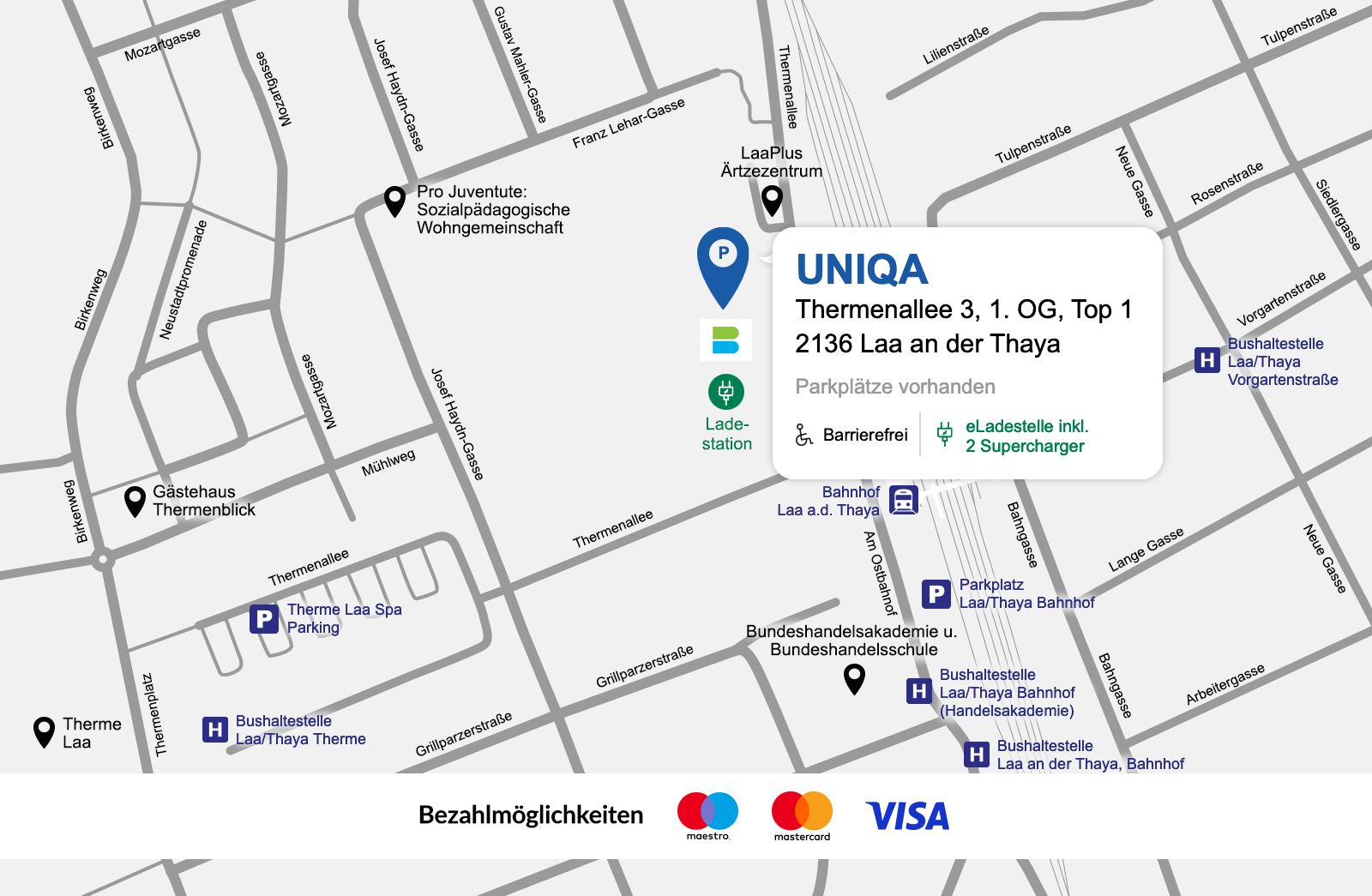 Eine Gezeichnete Karte vom Standort der UNIQA Generalagentur Rahmingund Partner..